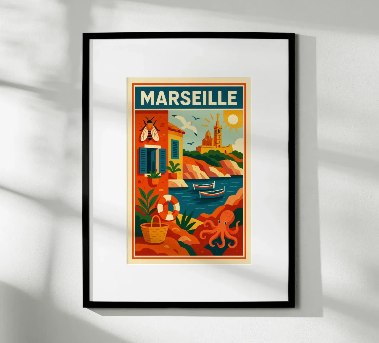 MARSIGLIA - L'éclat du Sud poster con telaio in alluminio da JETLAG | affiches voyage