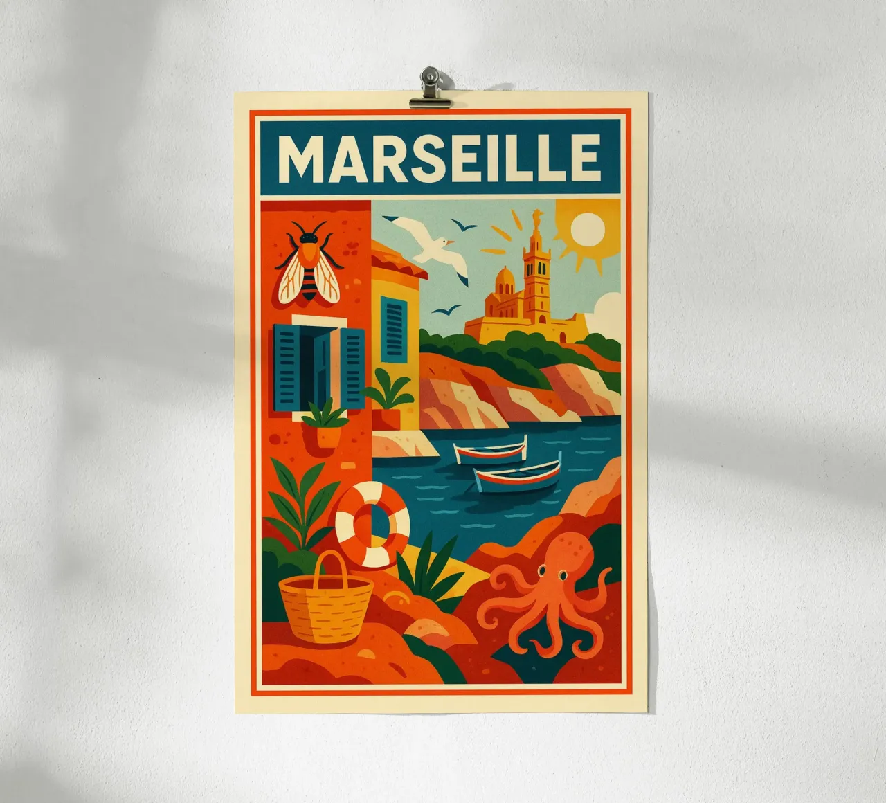 MARSIGLIA - L'éclat du Sud poster con telaio in alluminio da JETLAG | affiches voyage