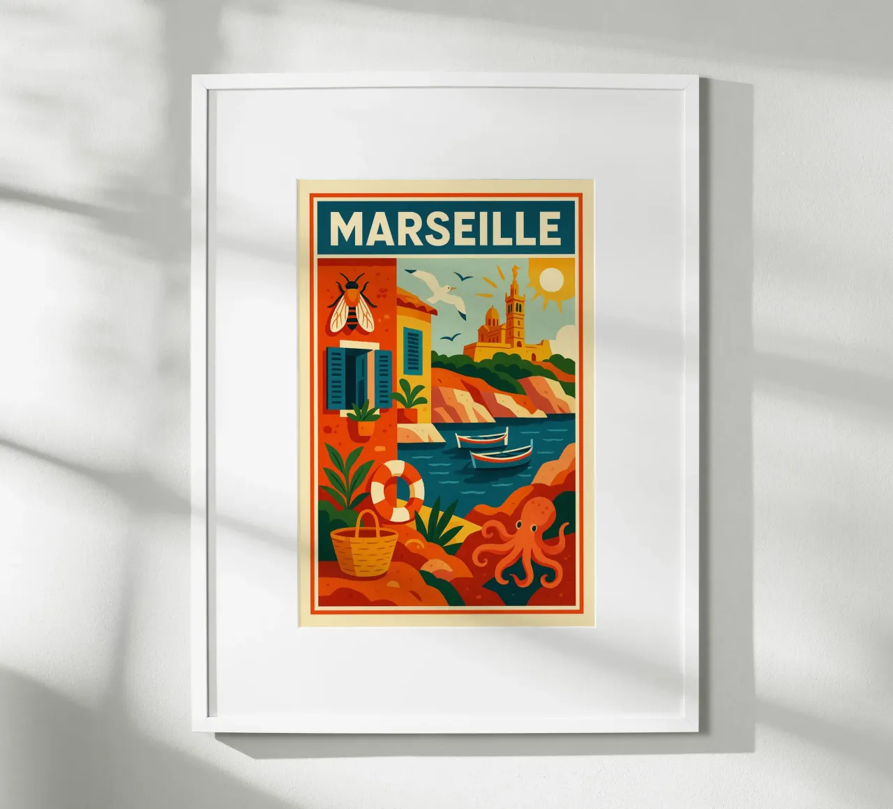MARSIGLIA - L'éclat du Sud poster con telaio in alluminio da JETLAG | affiches voyage