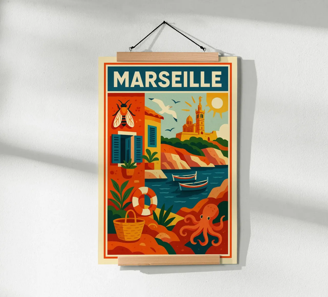 MARSIGLIA - L'éclat du Sud poster con telaio in alluminio da JETLAG | affiches voyage