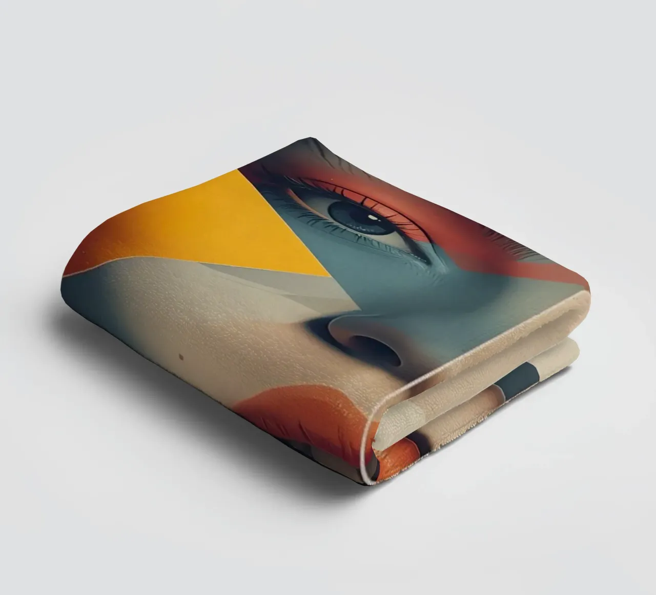 Woman's Face with Geometric Color Blocks towel by DesignDoodle