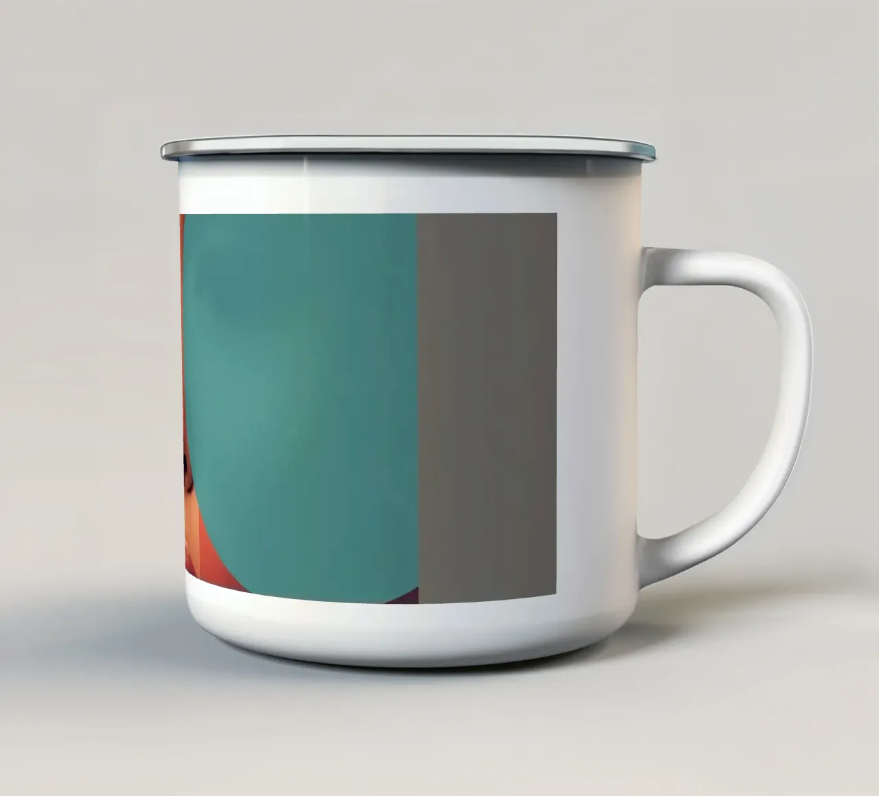 Volto di donna con sovrapposizione geometrica tazza in smalto da DesignDoodle