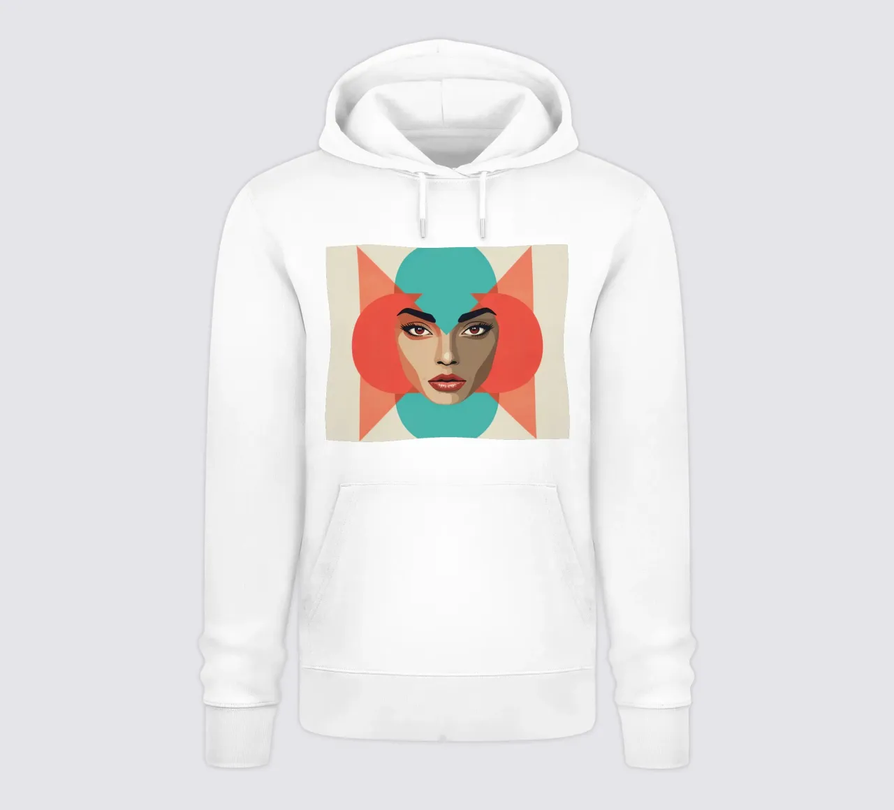 Volto di donna con sovrapposizioni geometriche forme astratte felpa con cappuccio da DesignDoodle