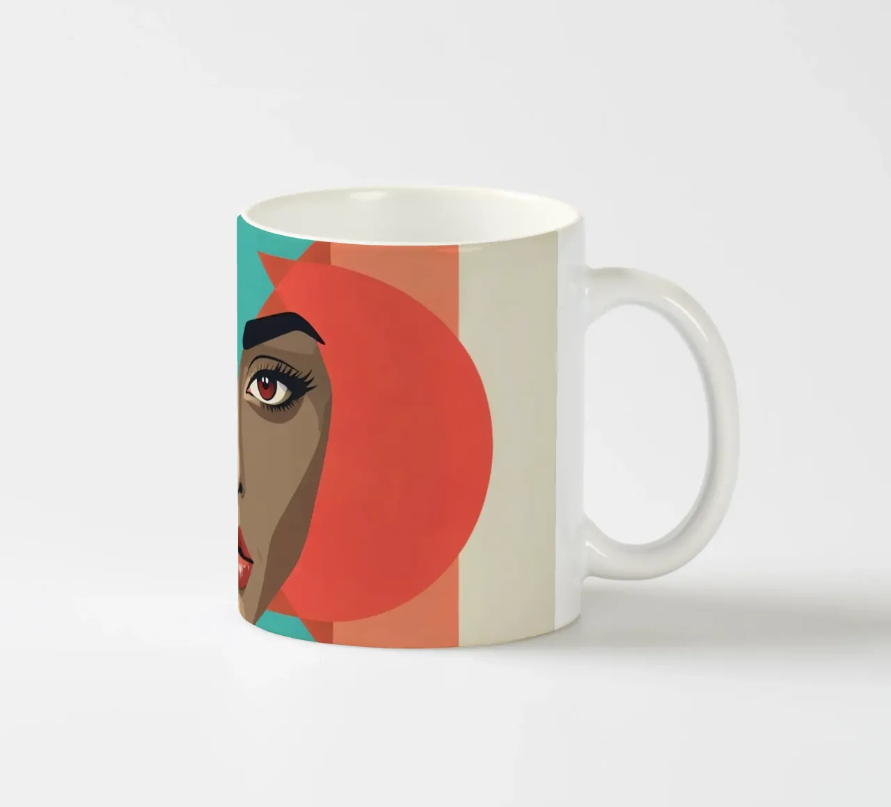 Volto di donna con sovrapposizioni geometriche forme astratte tazza in ceramica da DesignDoodle