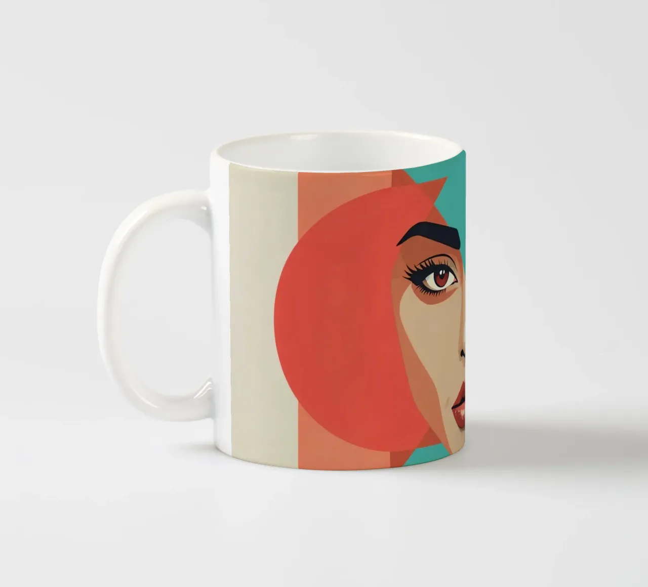 Volto di donna con sovrapposizioni geometriche forme astratte tazza in ceramica da DesignDoodle