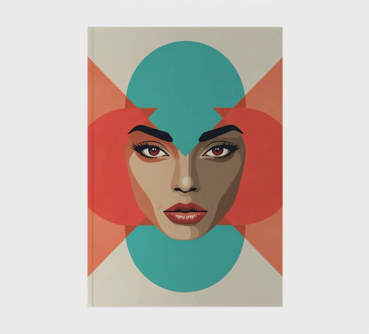 Woman's Face with Geometric Overlays abstract shapes notebook by DesignDoodle