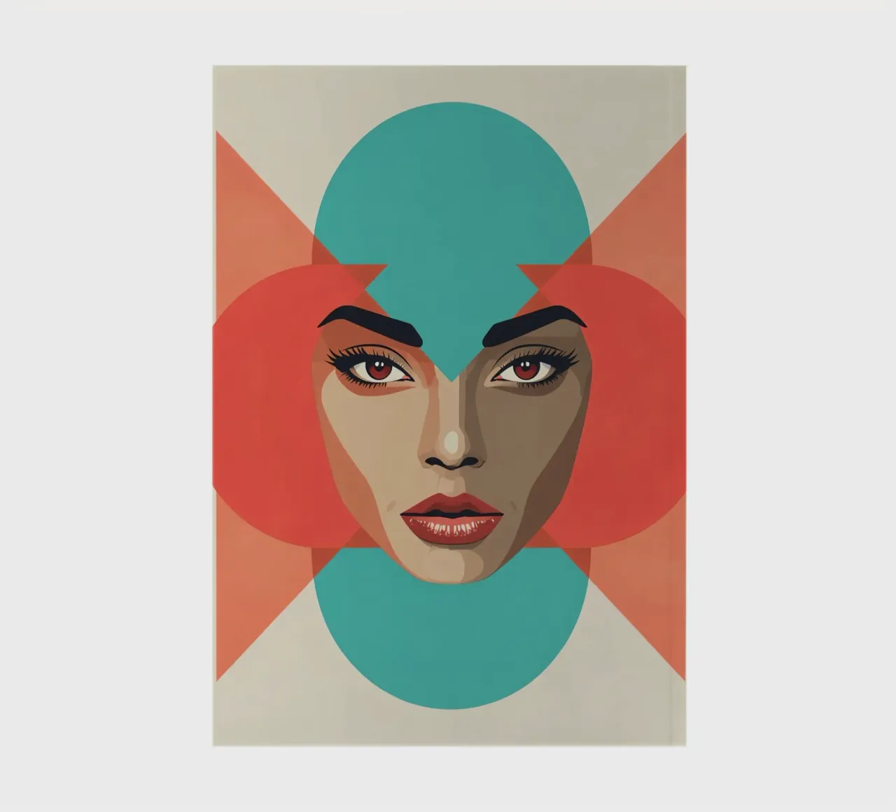 Woman's Face with Geometric Overlays abstract shapes notebook by DesignDoodle