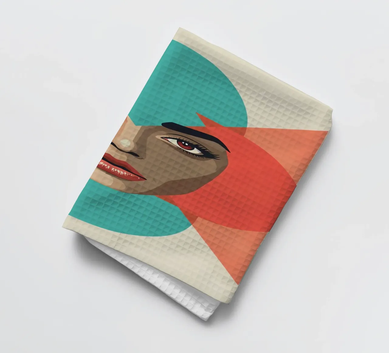 Volto di donna con sovrapposizioni geometriche forme astratte canovaccio da cucina da DesignDoodle