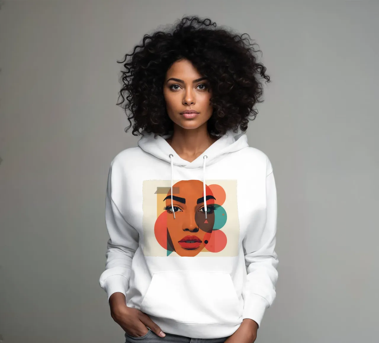 Volto di donna con sovrapposizione di forme geometriche felpa con cappuccio da DesignDoodle