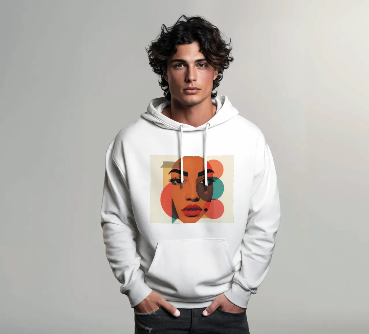 Volto di donna con sovrapposizione di forme geometriche felpa con cappuccio da DesignDoodle