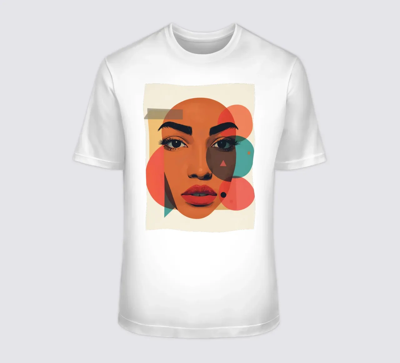 Volto di donna con sovrapposizione di forme geometriche t-shirt da DesignDoodle