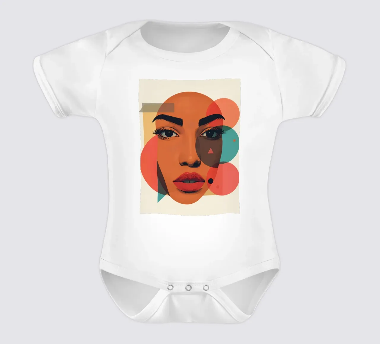 Volto di donna con sovrapposizione di forme geometriche body neonato maniche corte da DesignDoodle