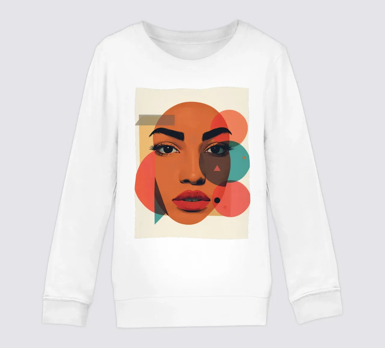Volto di donna con sovrapposizione di forme geometriche felpa bambino da DesignDoodle