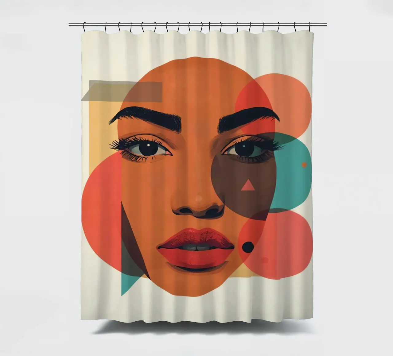 Volto di donna con sovrapposizione di forme geometriche tenda da doccia da DesignDoodle