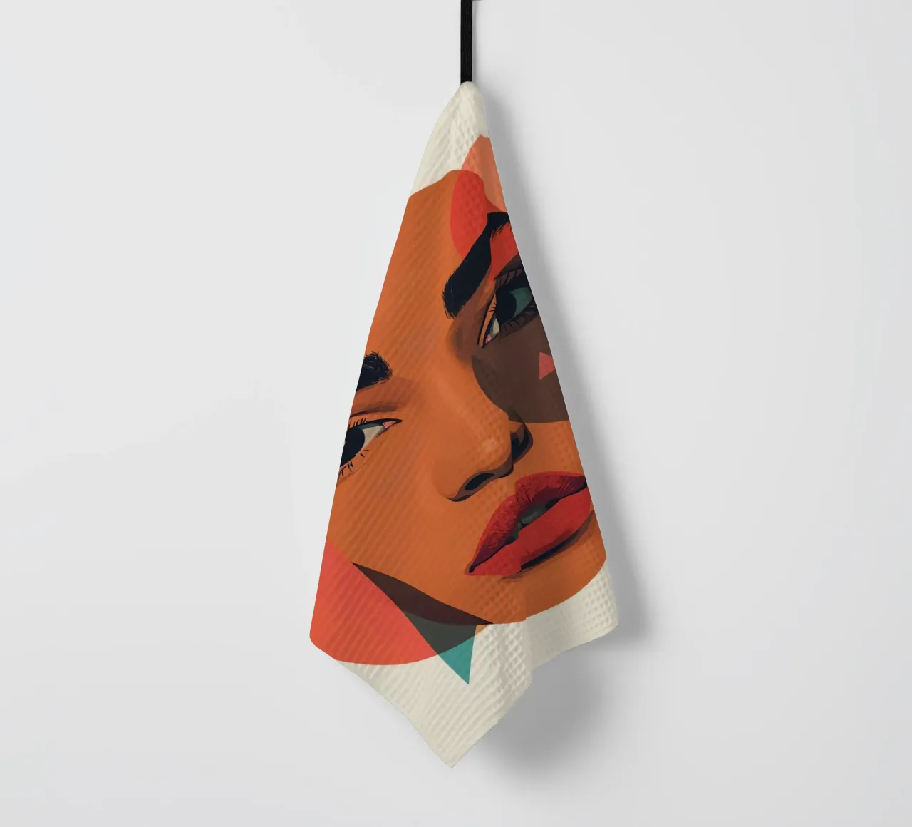 Volto di donna con sovrapposizione di forme geometriche canovaccio da cucina da DesignDoodle