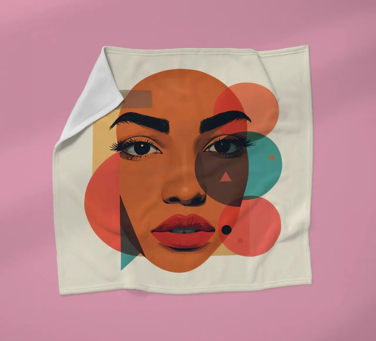 Volto di donna con sovrapposizione di forme geometriche coperta in pile da DesignDoodle