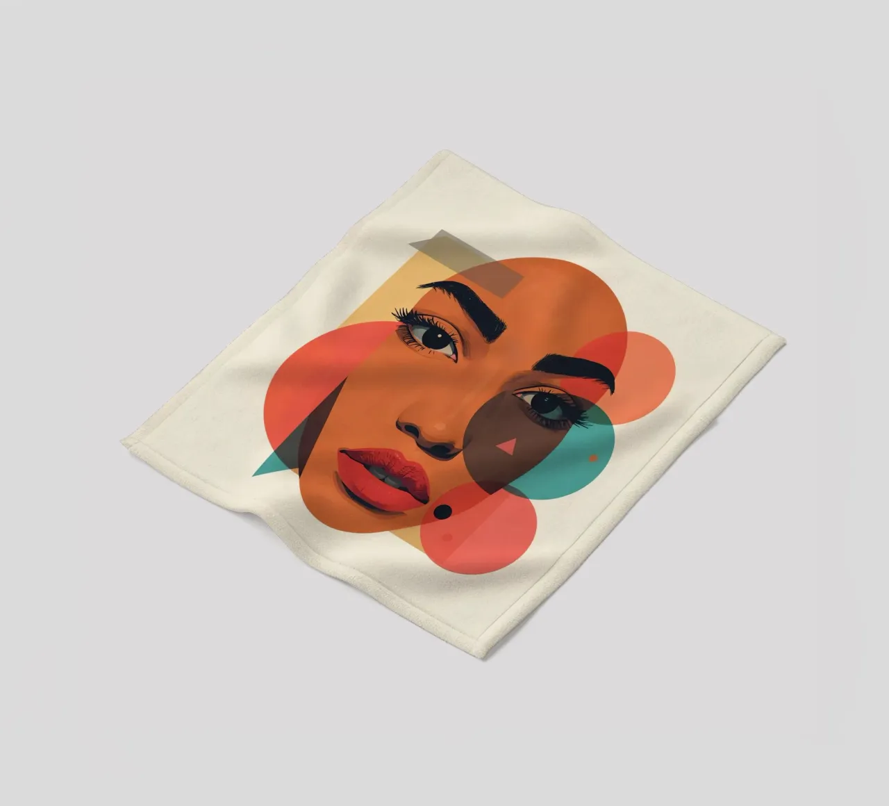 Volto di donna con sovrapposizione di forme geometriche coperta in pile da DesignDoodle