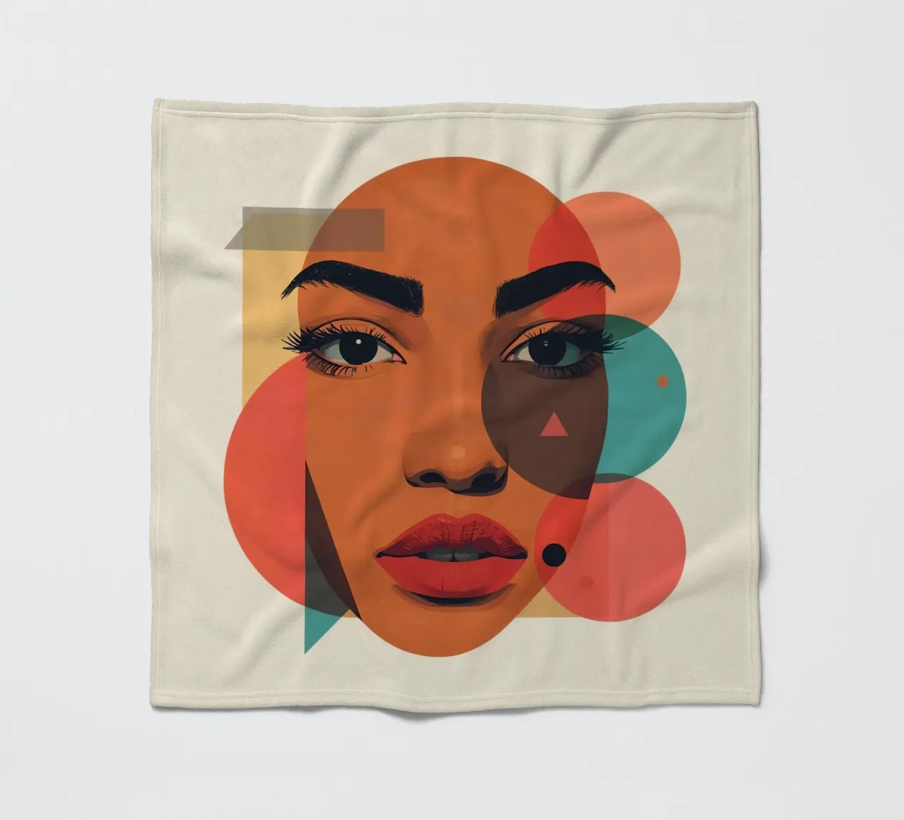 Volto di donna con sovrapposizione di forme geometriche coperta in pile da DesignDoodle
