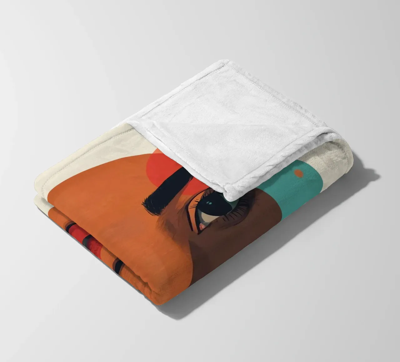 Volto di donna con sovrapposizione di forme geometriche coperta in pile da DesignDoodle