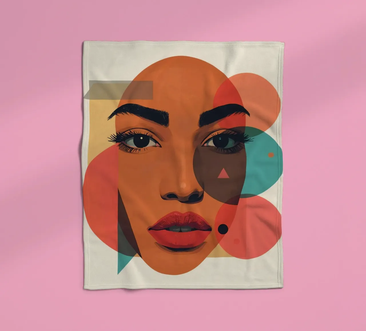 Volto di donna con sovrapposizione di forme geometriche coperta in pile da DesignDoodle