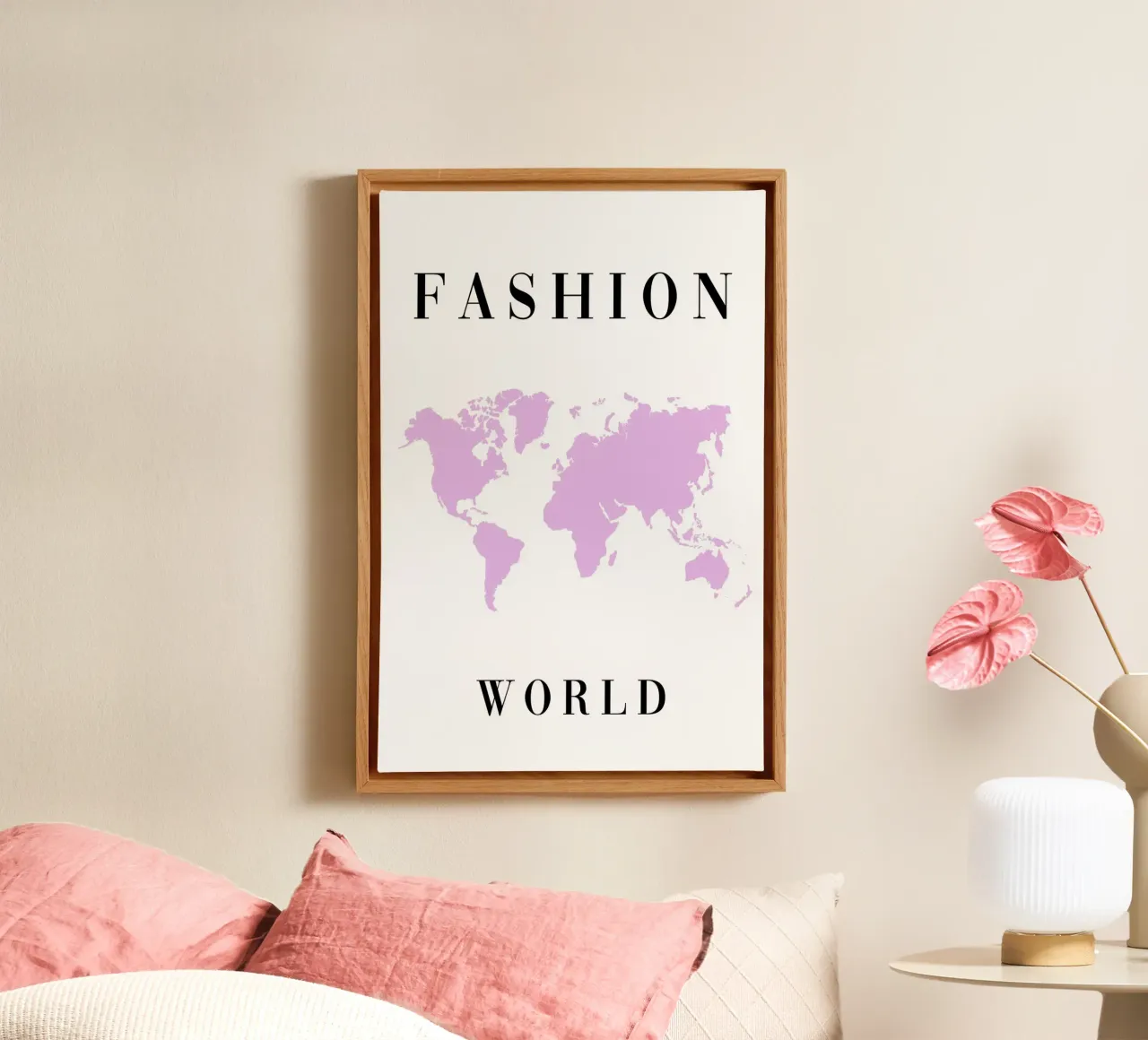 Fashion World Map tela con Cornice a cassetta da vintageshop