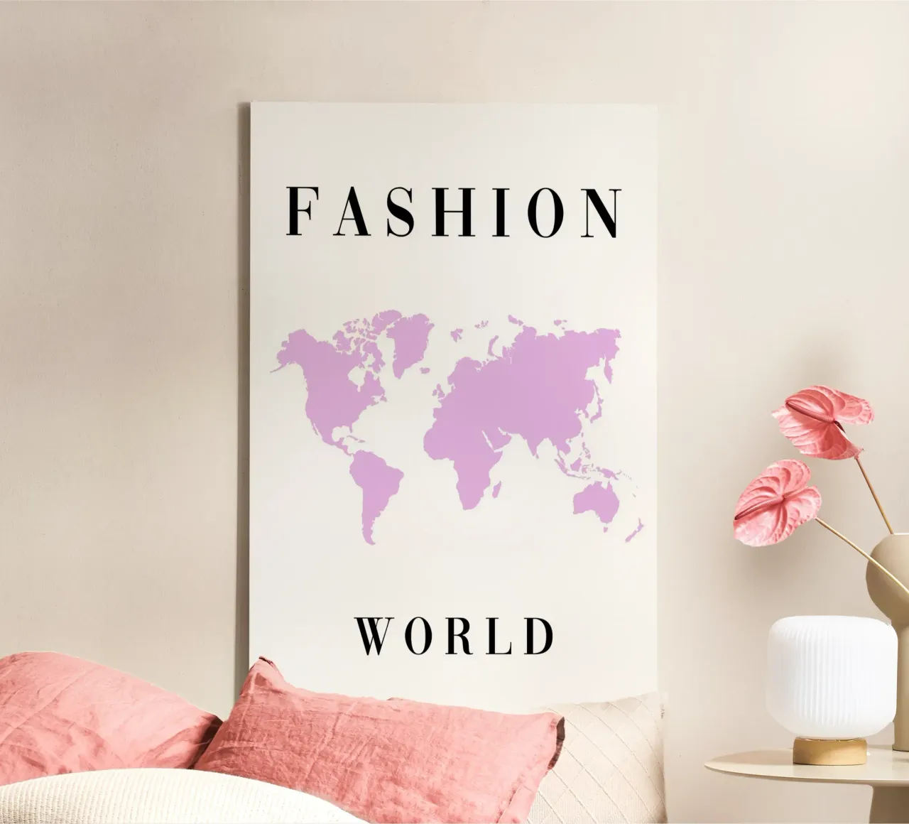 Fashion World Map tela con Cornice a cassetta da vintageshop
