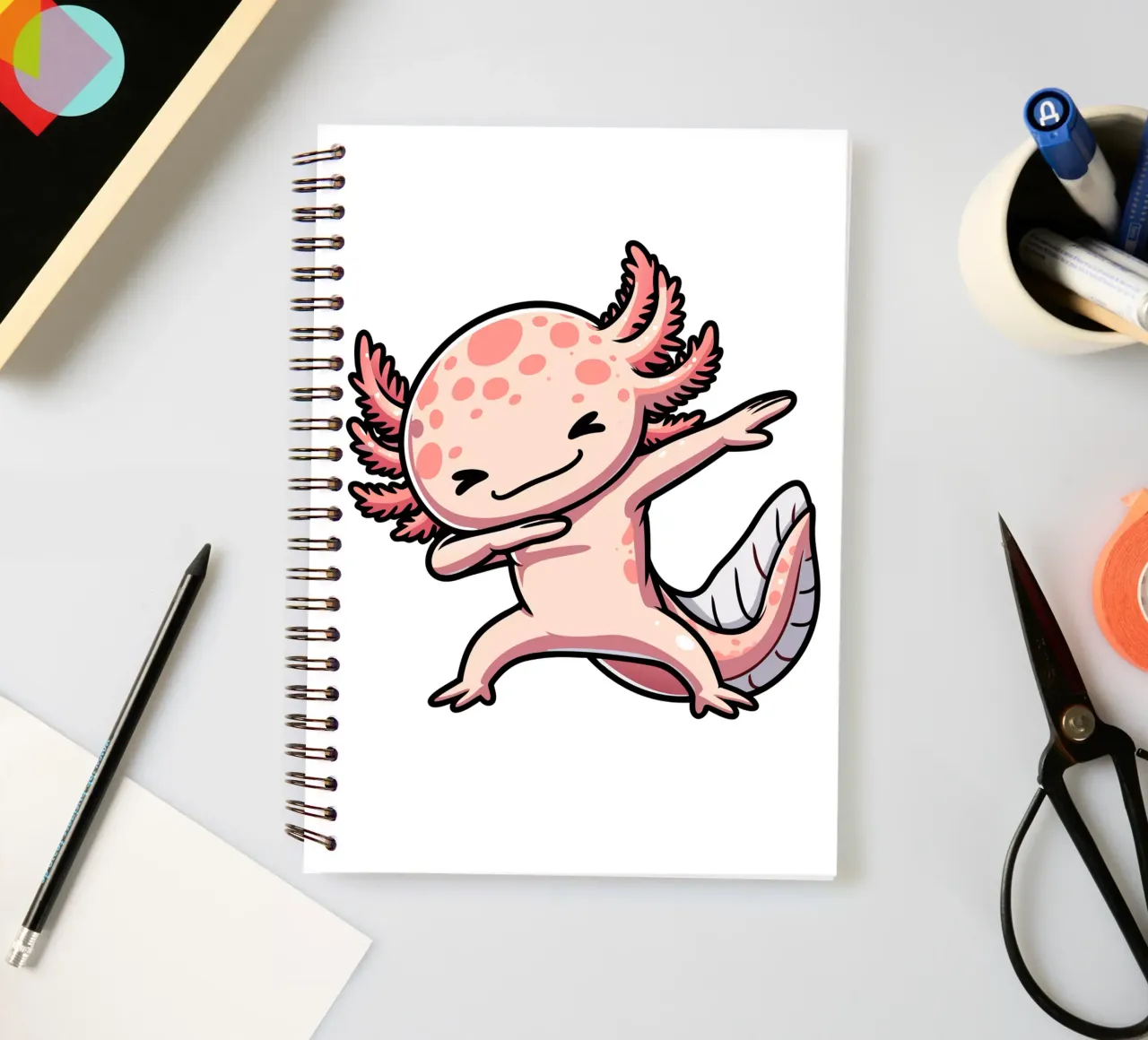Axolotl Dab spiral notebook by edsonramosart