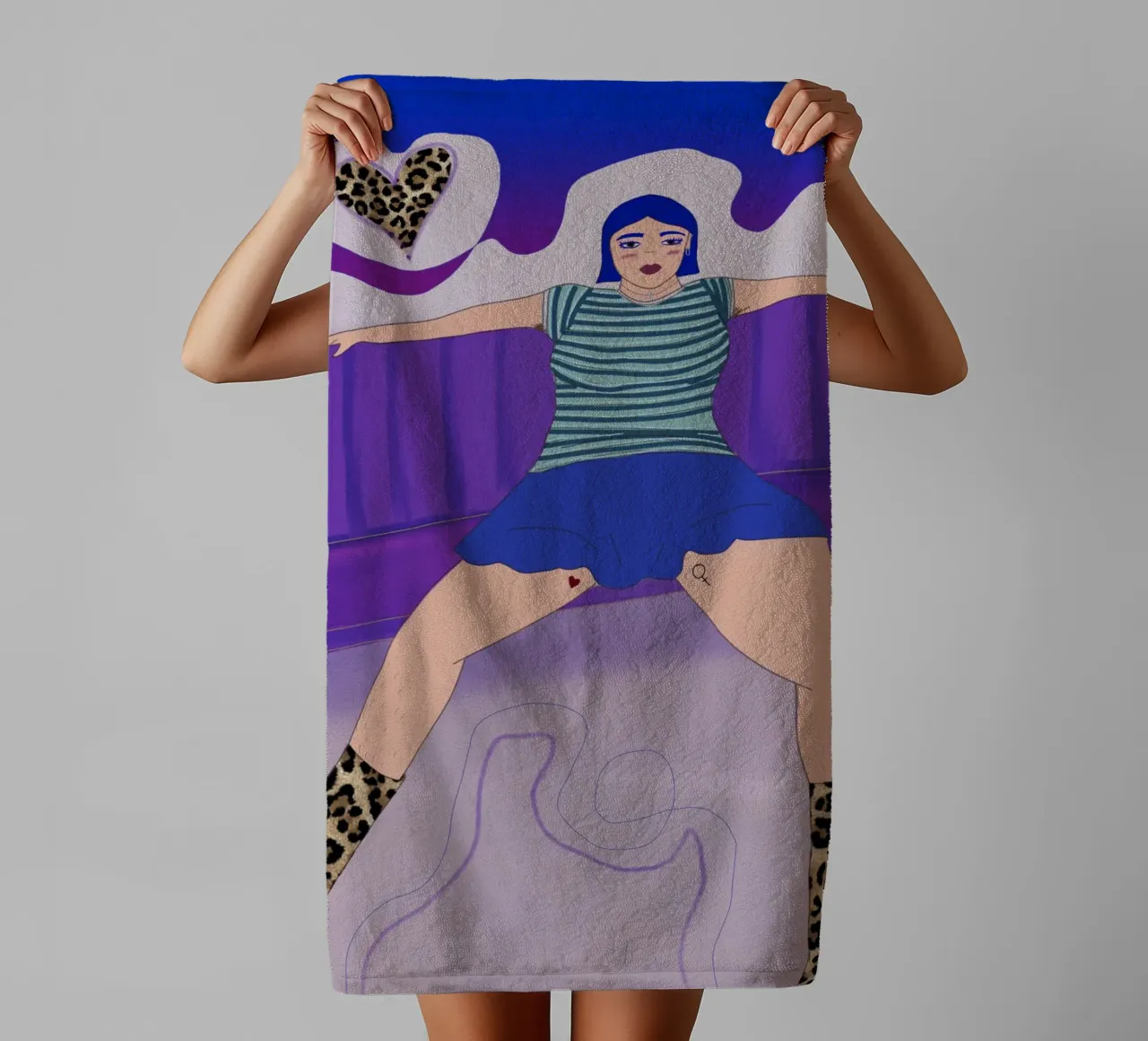 Manspreading asciugamano da bagno da Femlouise.illustrations