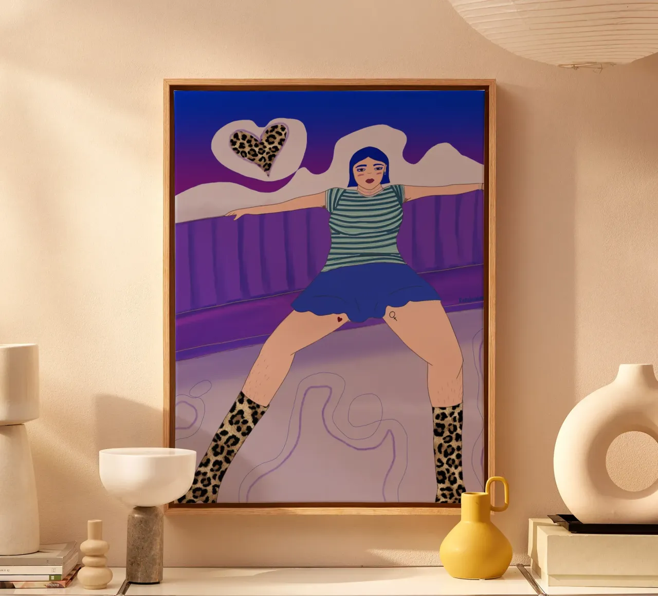 Manspreading canvas with Floater frame by Femlouise.illustrations