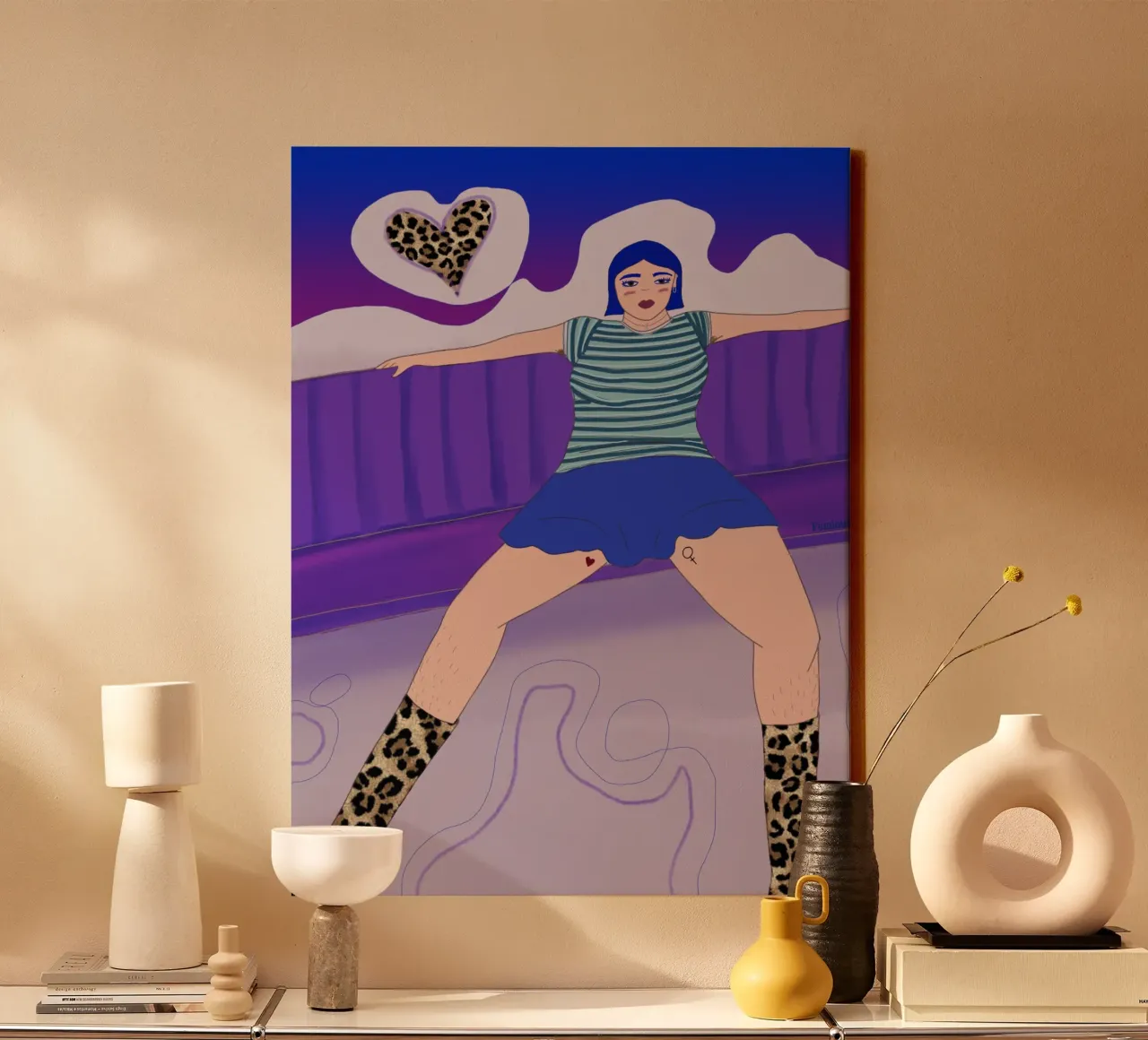 Manspreading canvas with Floater frame by Femlouise.illustrations