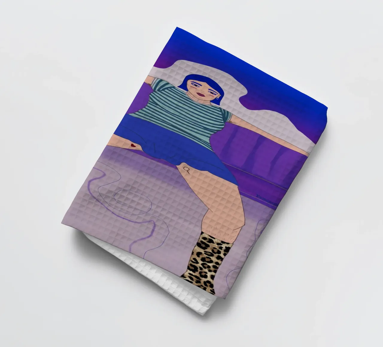 Manspreading canovaccio da cucina da Femlouise.illustrations