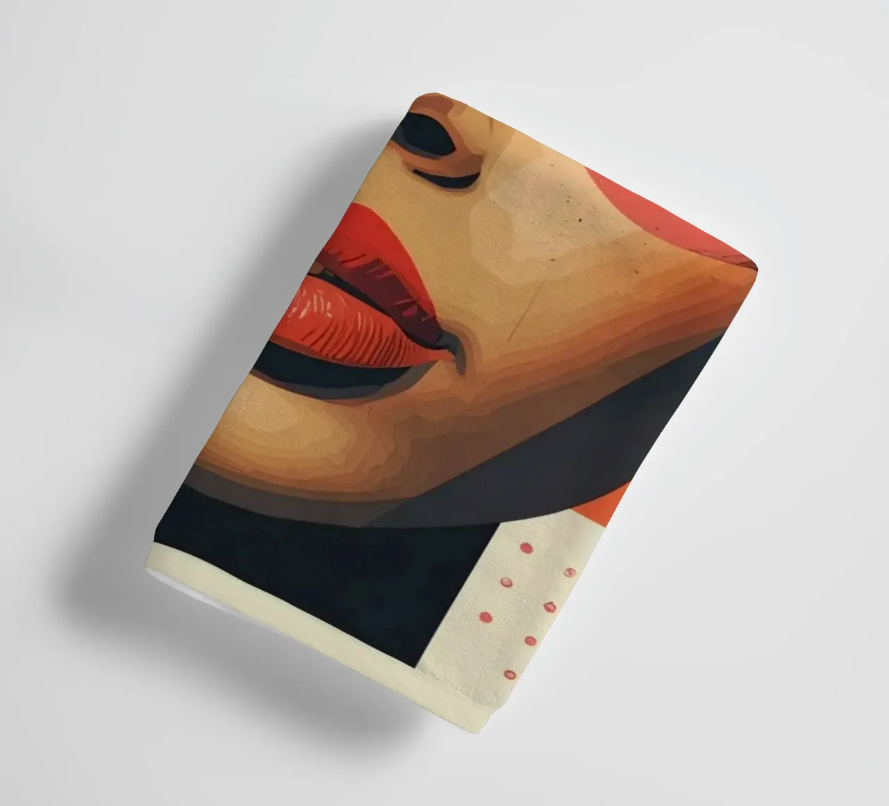 Woman's Face with Geometric Shapes and Abstract Background towel by DesignDoodle