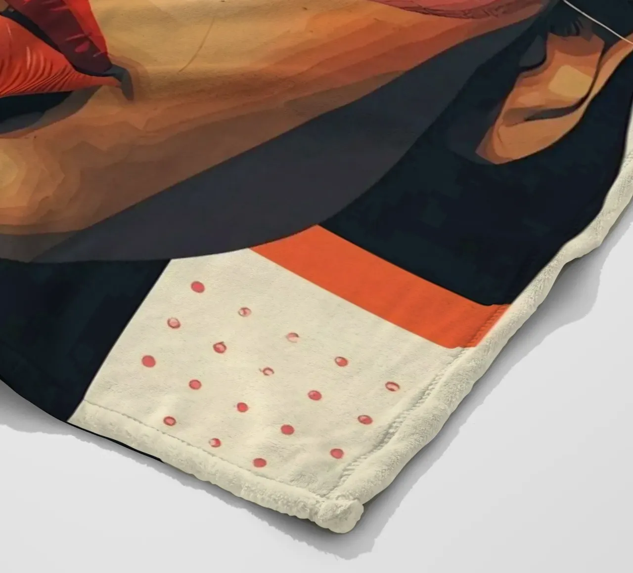 Woman's Face with Geometric Shapes and Abstract Background fleece blanket by DesignDoodle