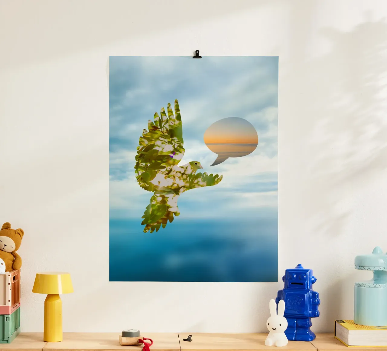 Colomba della pace - sentimenti di pace poster con telaio in alluminio da undarstellbar Christliche Poster