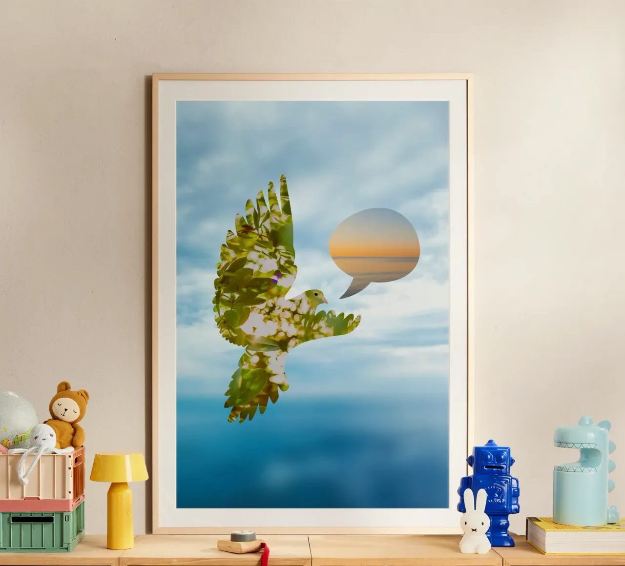 Colomba della pace - sentimenti di pace poster con telaio in alluminio da undarstellbar Christliche Poster