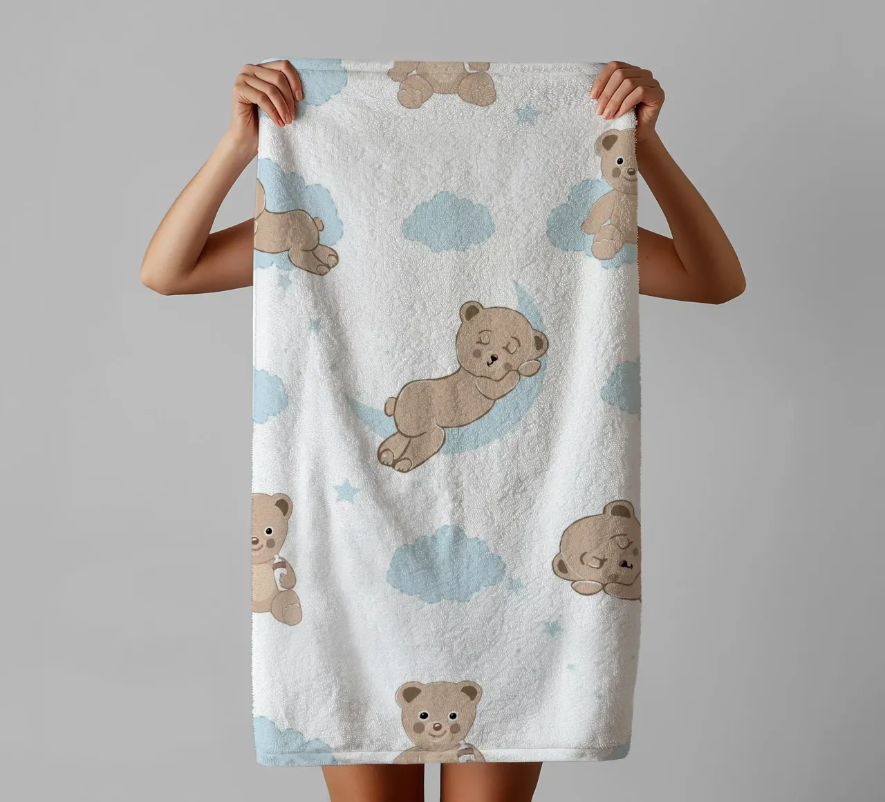 Cute bears with clouds towel by gulsengunel