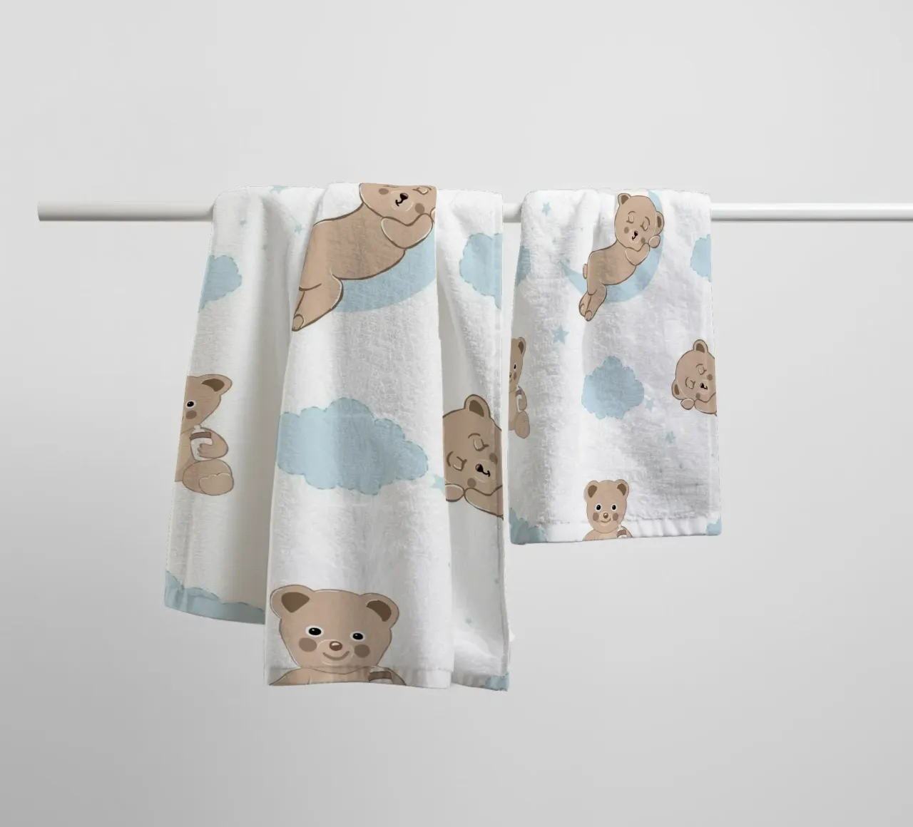 Cute bears with clouds towel by gulsengunel