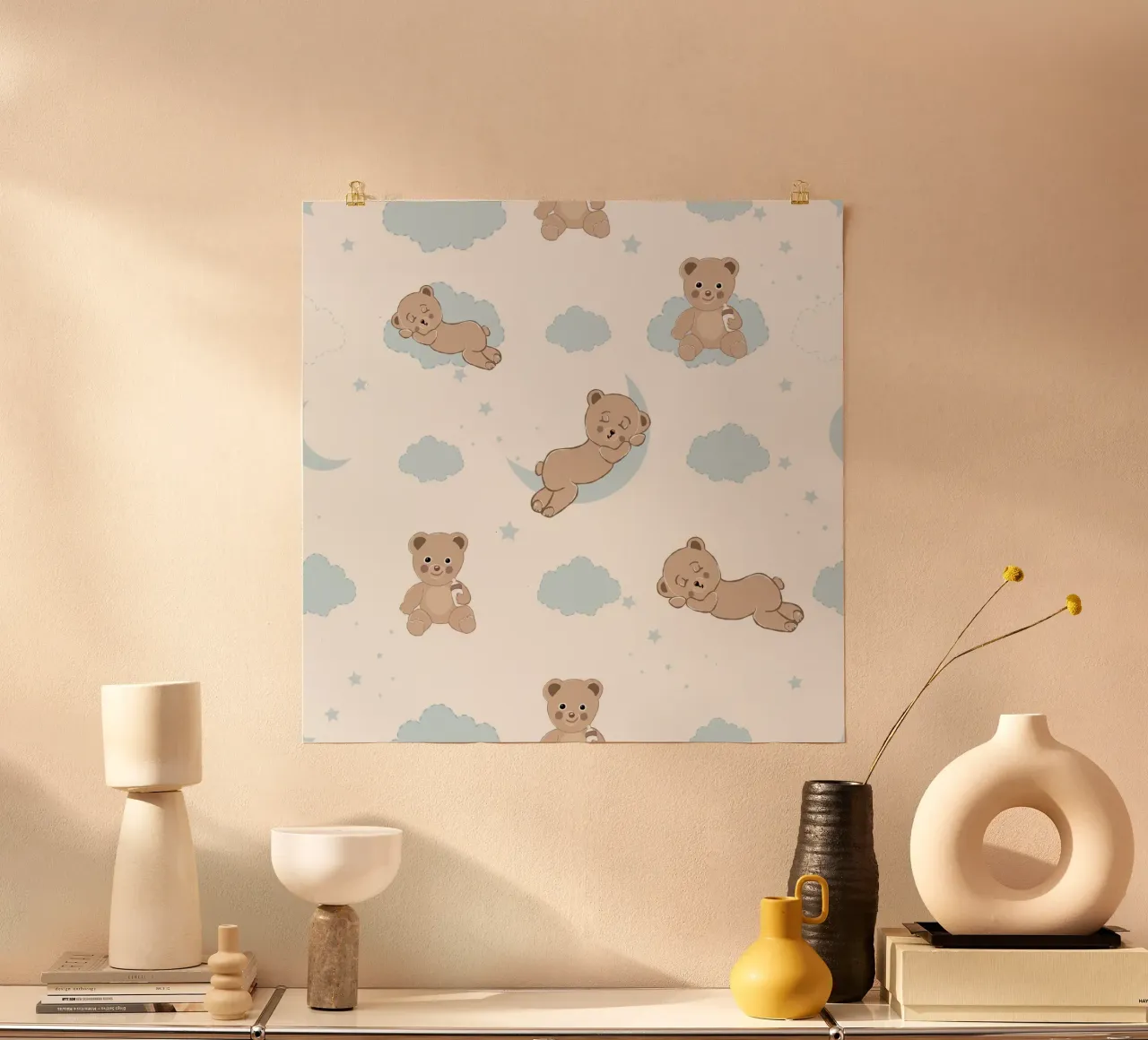 Simpatici orsetti con le nuvole poster da gulsengunel