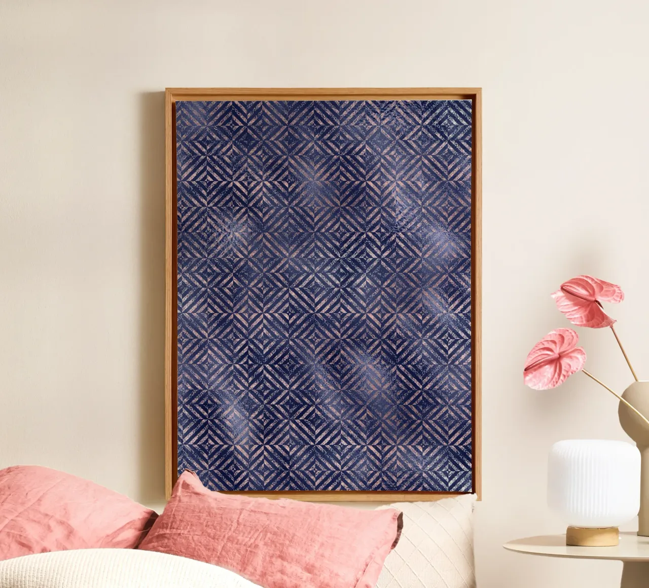 Blush & Navy 1 canvas with Floater frame by Yaso Design & Art