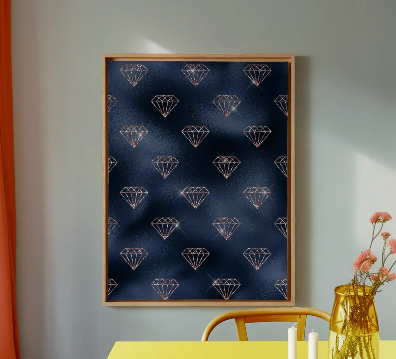 Blush & Navy 2 tela con Cornice a cassetta da Yaso Design & Art