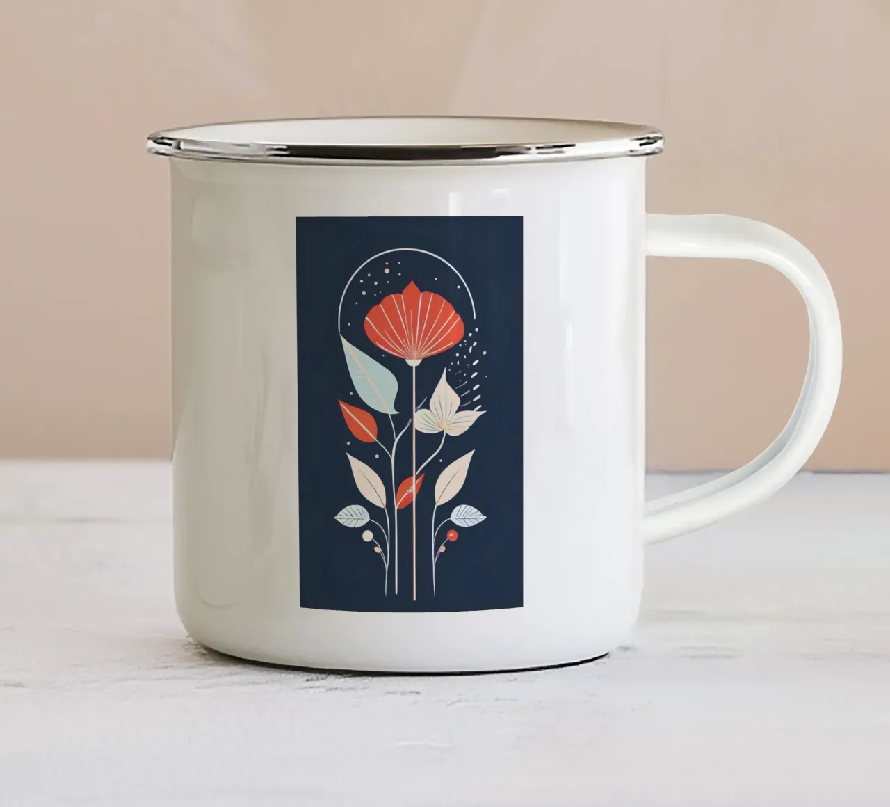 Floral Boho Modern tazza in smalto da vintageshop