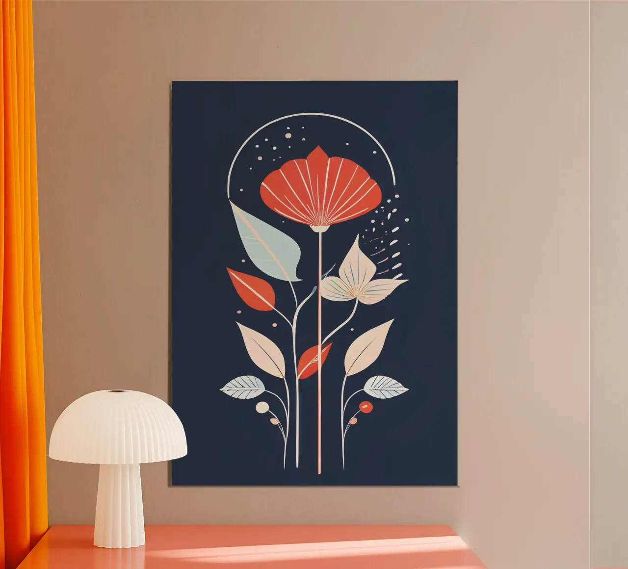 Floral Boho Modern poster con telaio in legno da vintageshop