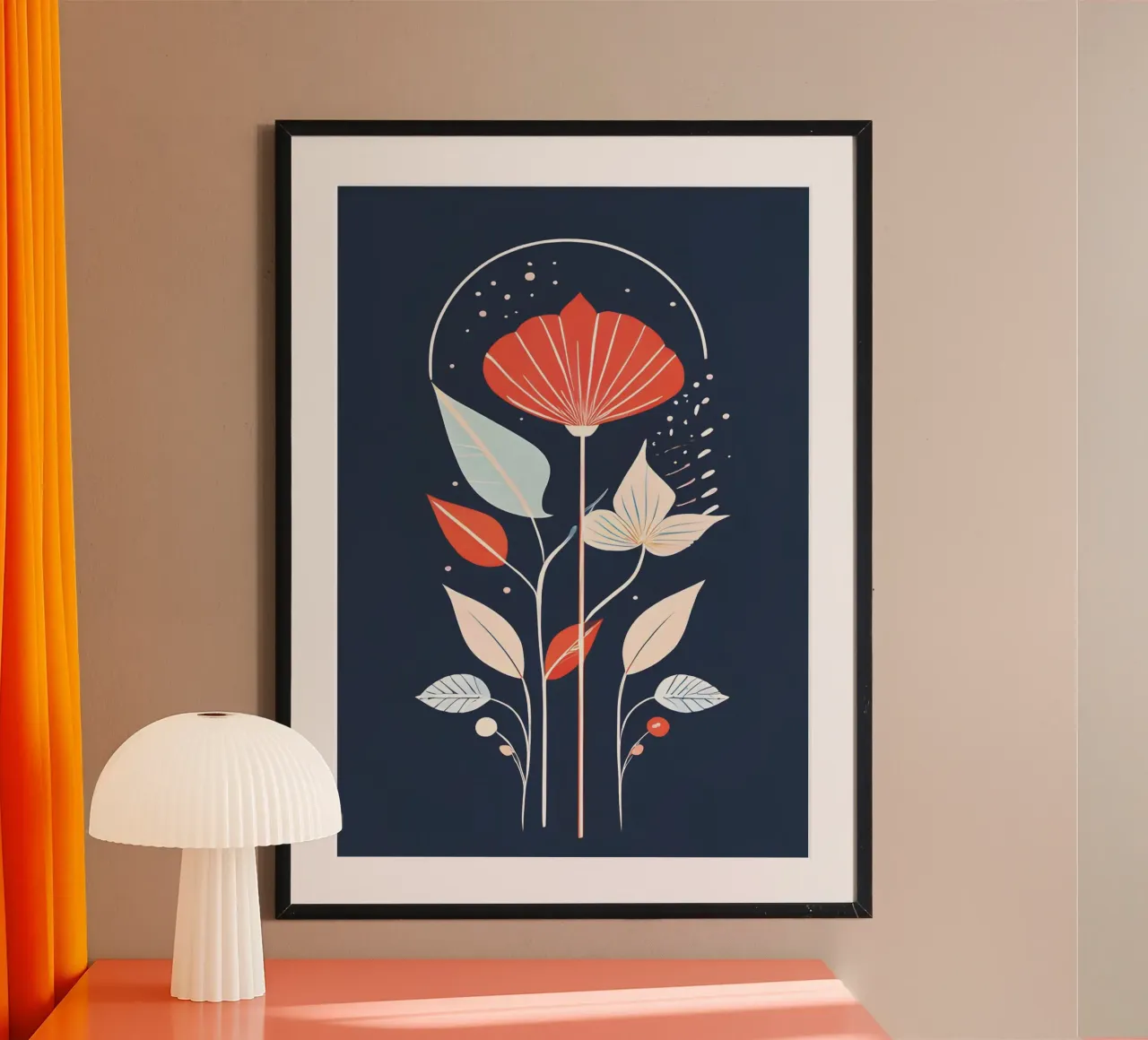 Floral Boho Modern poster con telaio in legno da vintageshop