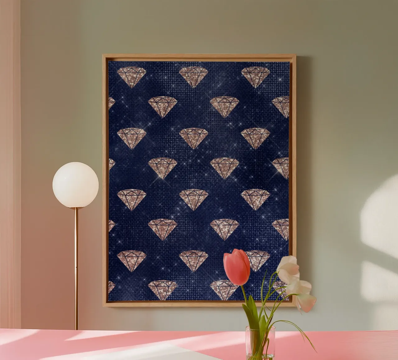 Blush & Navy 3 tela con Cornice a cassetta da Yaso Design & Art