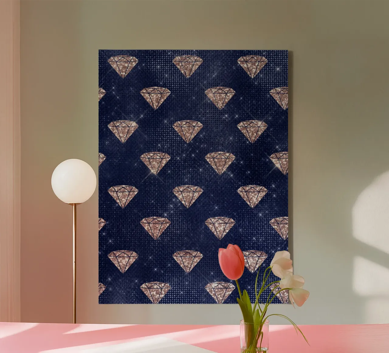 Blush & Navy 3 tela con Cornice a cassetta da Yaso Design & Art