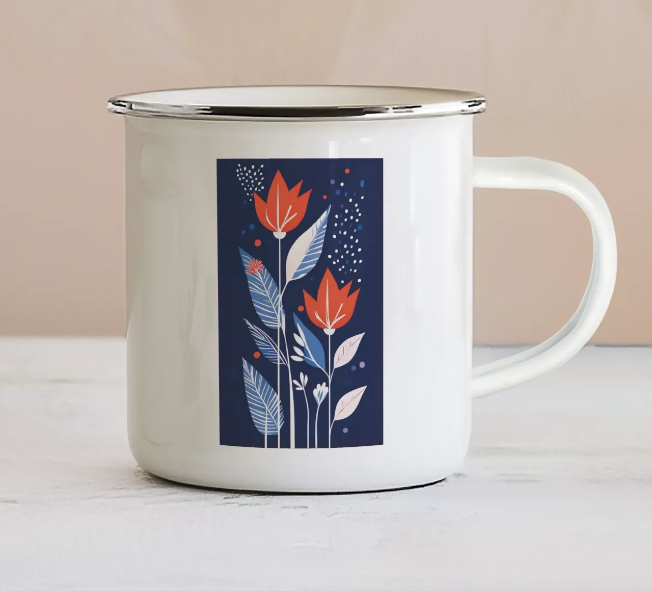 Floral Boho Modern 2 tazza in smalto da vintageshop