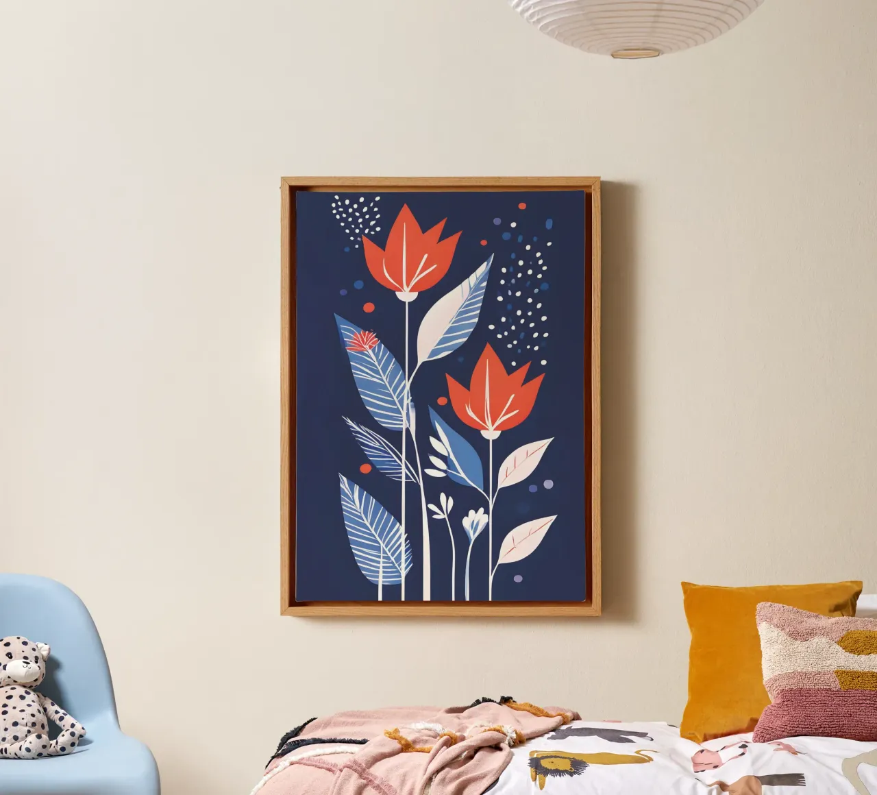 Floral Boho Modern 2 canvas met Baklijst van vintageshop