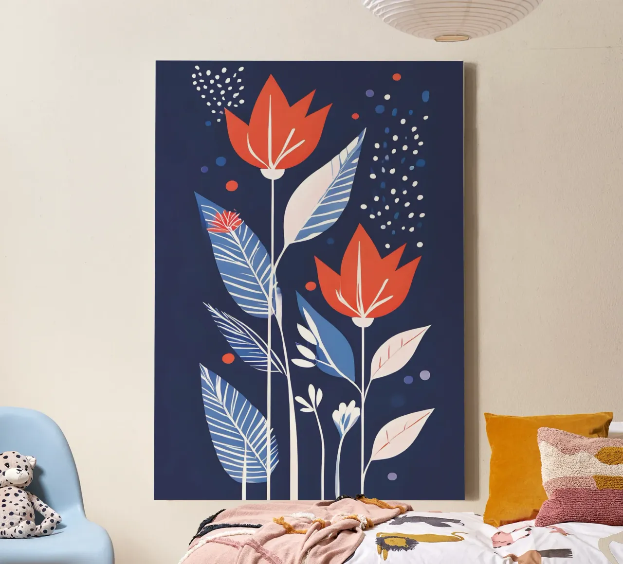 Floral Boho Modern 2 canvas met Baklijst van vintageshop