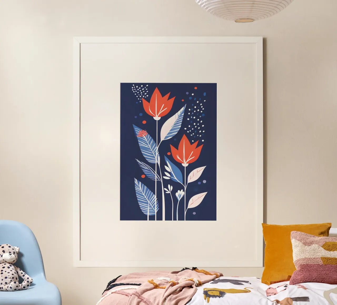 Floral Boho Modern 2 poster con telaio in legno da vintageshop