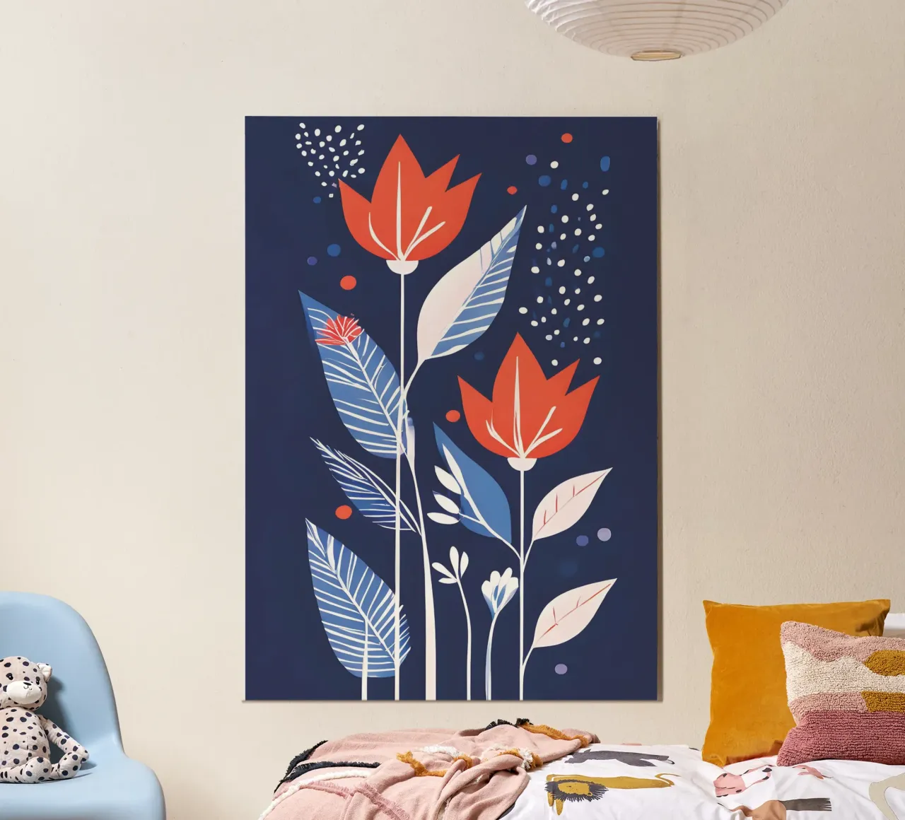 Floral Boho Modern 2 poster con telaio in legno da vintageshop